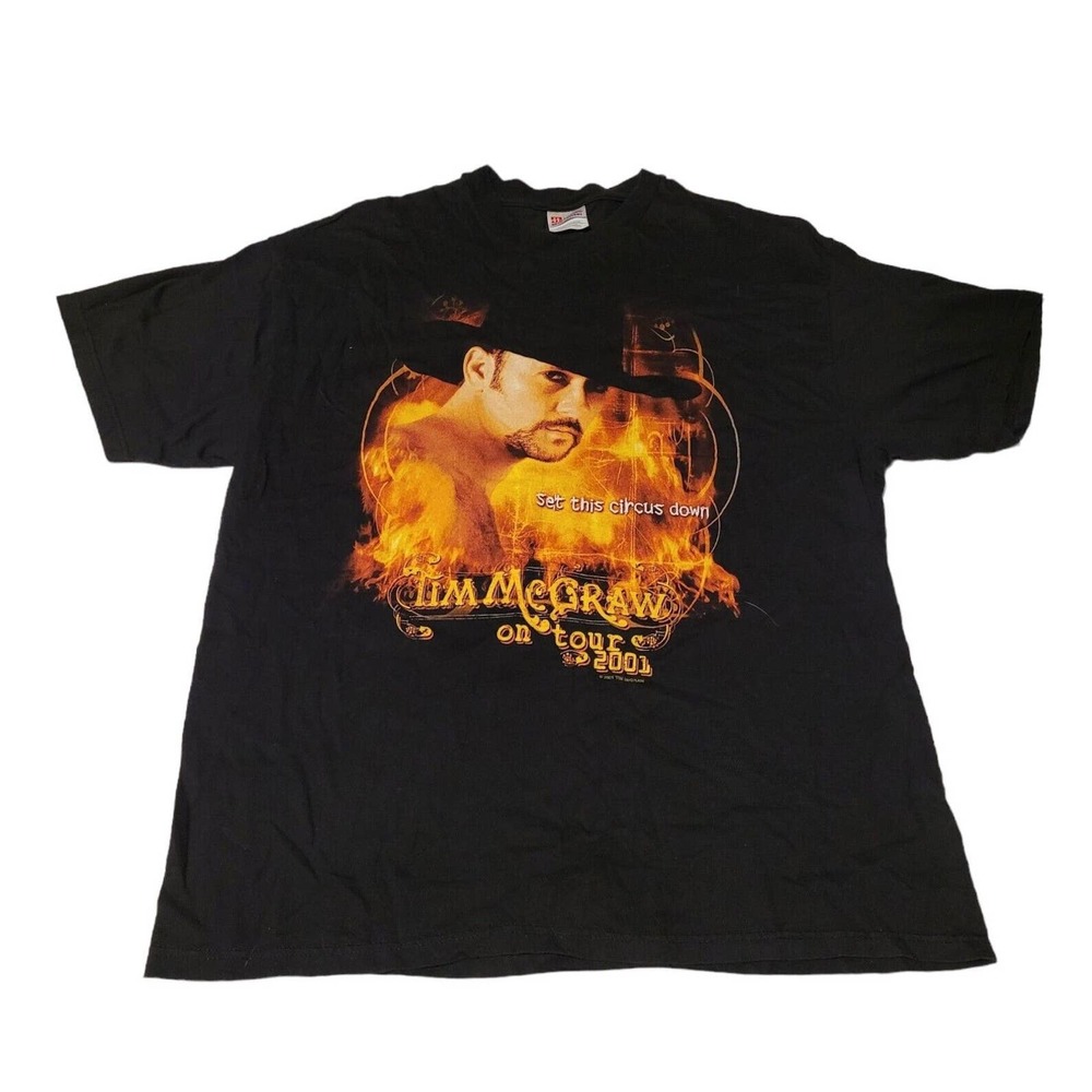 Vintage Tim McGraw On Tour 2001 T Shirt XL Black Country Music Bud Light